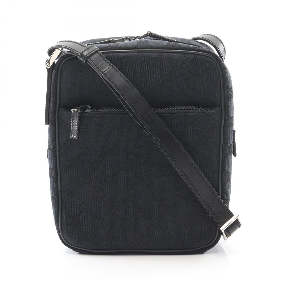 Gucci GG Canvas Shoulder Bag Leather Black
